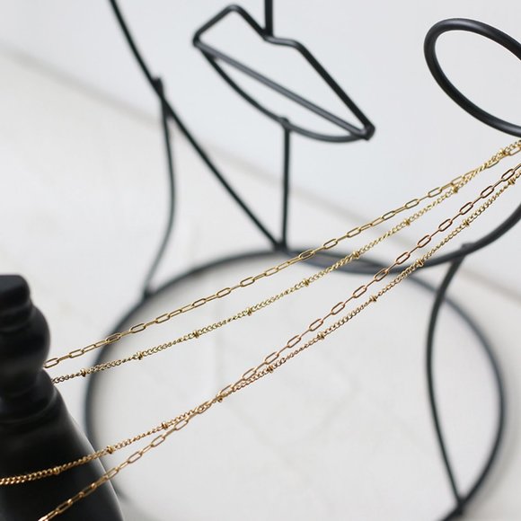 NEW 18K Gold Plated Bead Clover Pearl Flower Vase Double Layer Chain Necklace - Picture 4 of 12